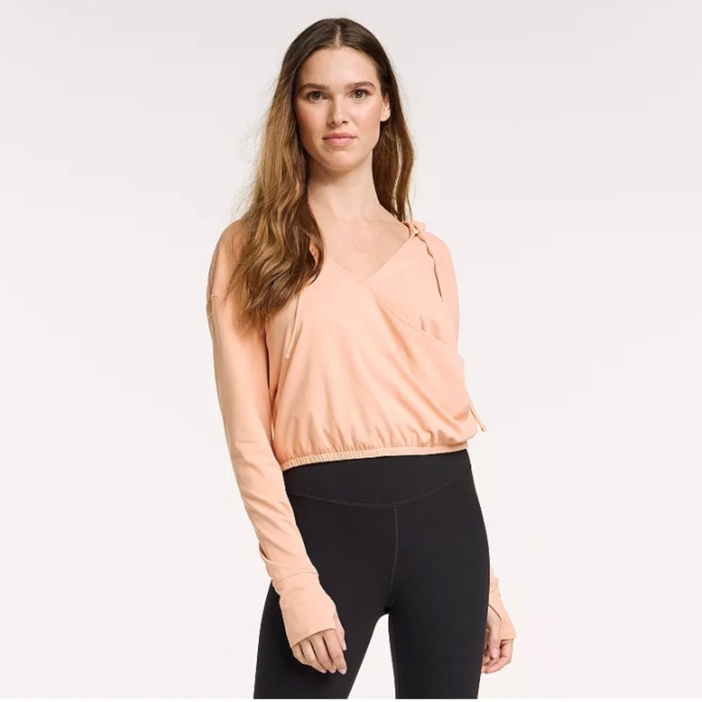 FLX Surplice lightweight hoodie peach faux‎ wrap size large